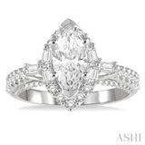 Marquise Shape Semi-Mount Diamond Engagement Ring